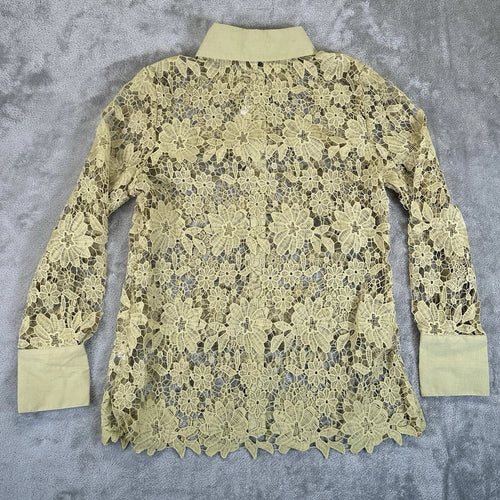 Adiva Embroidered Crochet Mesh Blouse Sheer Color Grass, Medium
